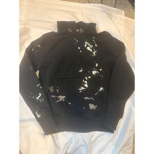 Helmut Lang Black Silver Paint Splatter Logo Hoodie Mens Medium Sweatshirt